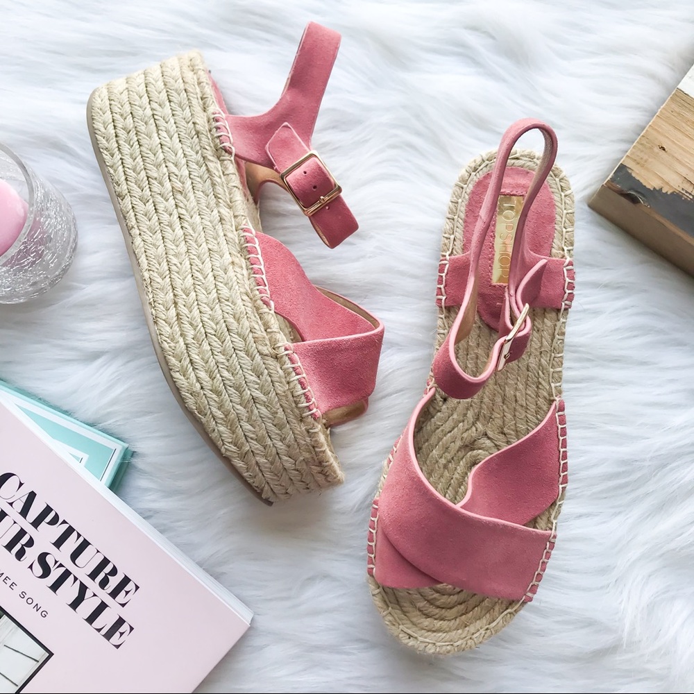 TOPSHOP Wolf Platform Espadrilles Flatform Pink 38 - Picture 1 of 7